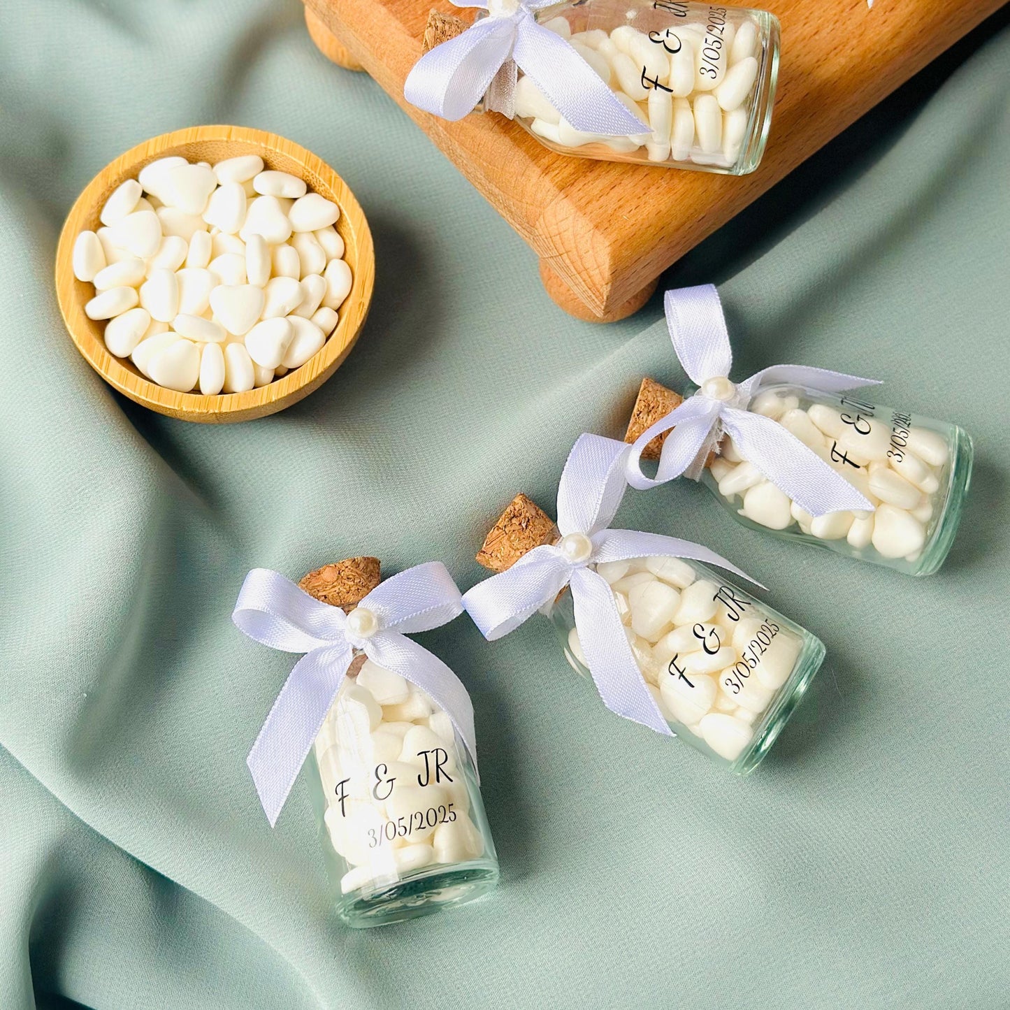 Custom Jordan Almond Candy Glass Jar Wedding Favor, Engagement Favor, Nikkah Favor, Wedding Candy Gift, Engagement Favor, Tube Dragee Gift