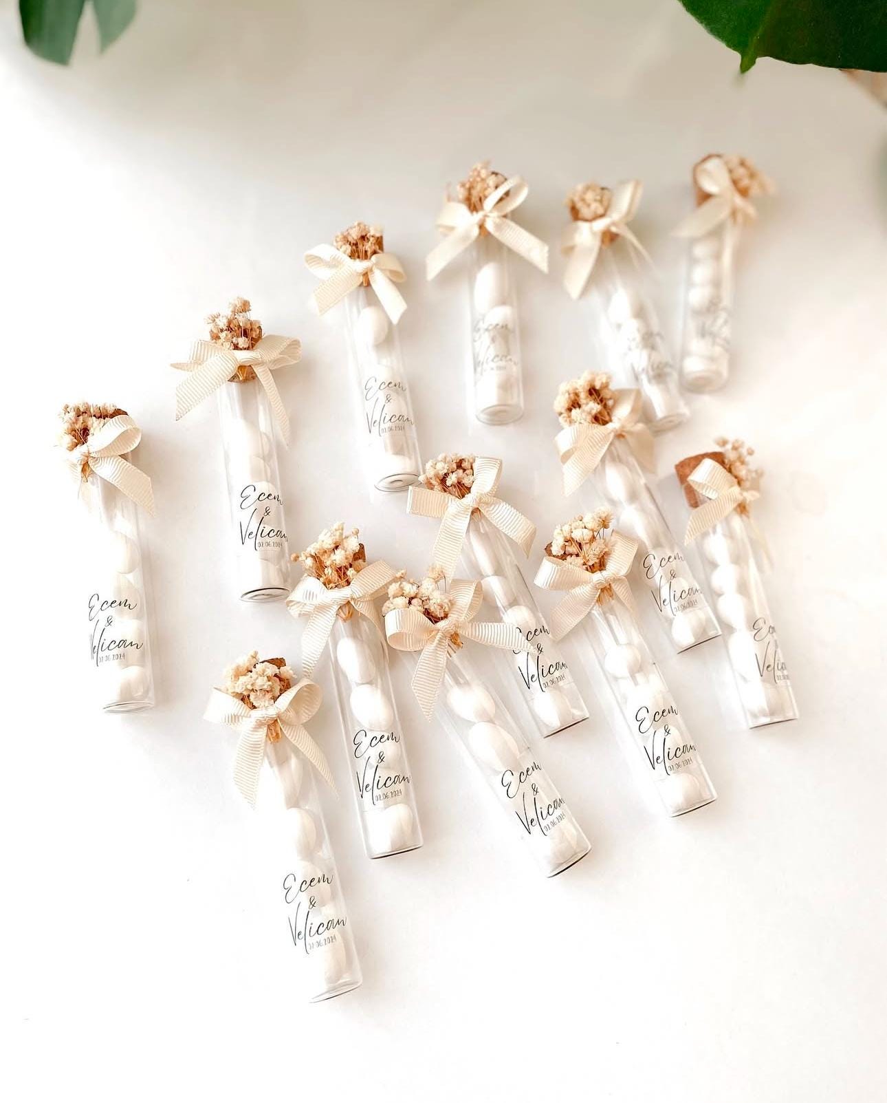 Custom Jordan Almond Candy Glass Jar Wedding Favor, Engagement Favor, Nikkah Favor, Wedding Candy Gift, Engagement Favor, Tube Dragee Gift