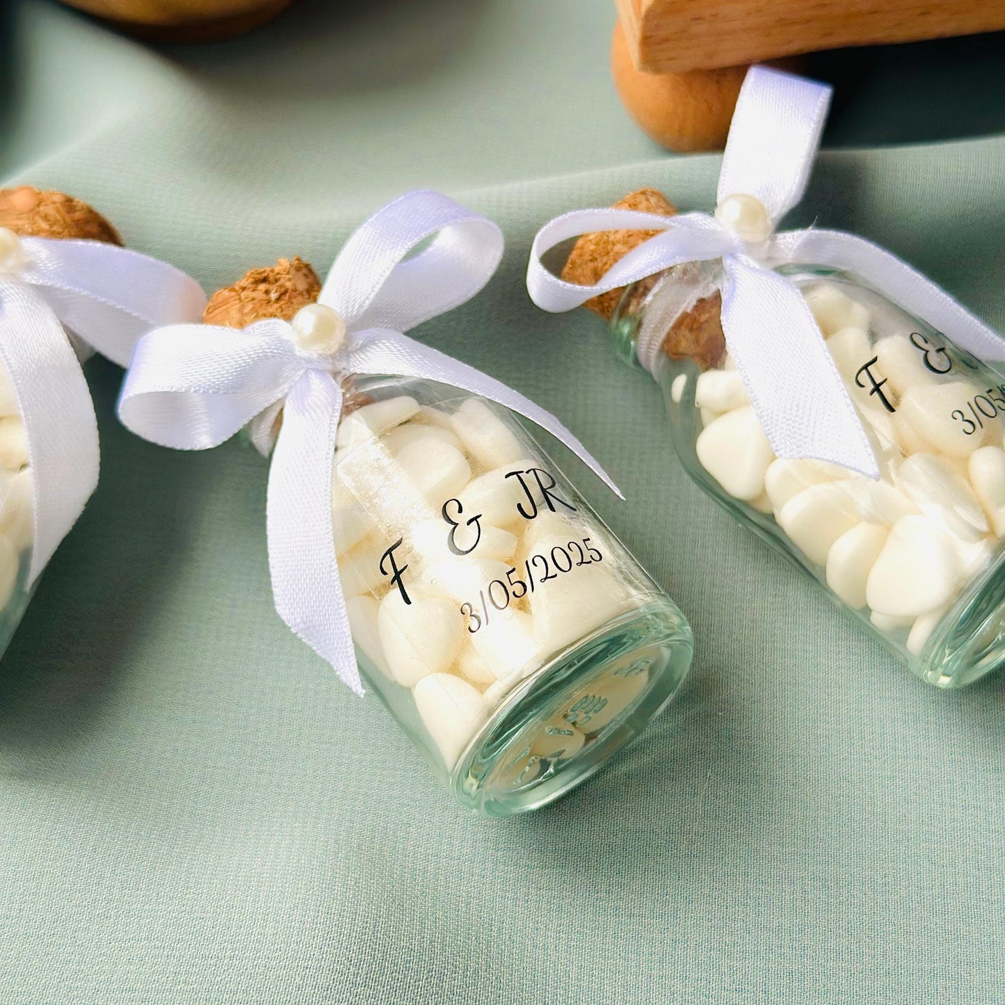 Custom Jordan Almond Candy Glass Jar Wedding Favor, Engagement Favor, Nikkah Favor, Wedding Candy Gift, Engagement Favor, Tube Dragee Gift