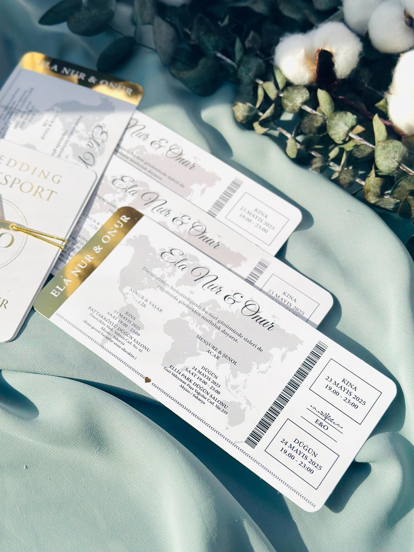 Passport Invitation with Gold Foil and White Passport Cover, Passport Invitation, Boarding Pass Invites, Passport Invite, Wedding Invitation