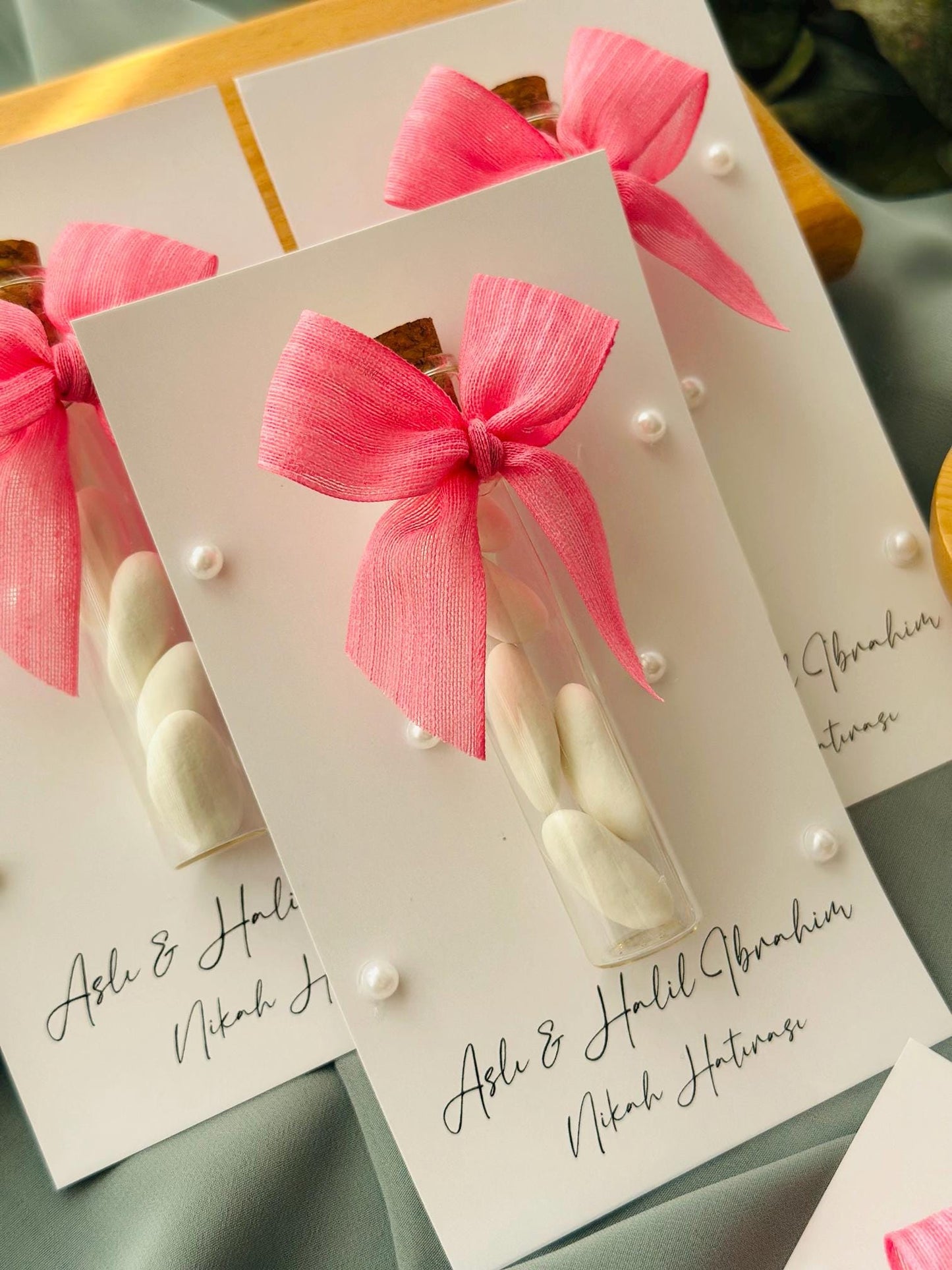 Custom Jordan Almond Candy Glass Jar Wedding Favor, Engagement Favor, Nikkah Favor, Wedding Candy Gift, Engagement Favor, Tube Dragee Gift