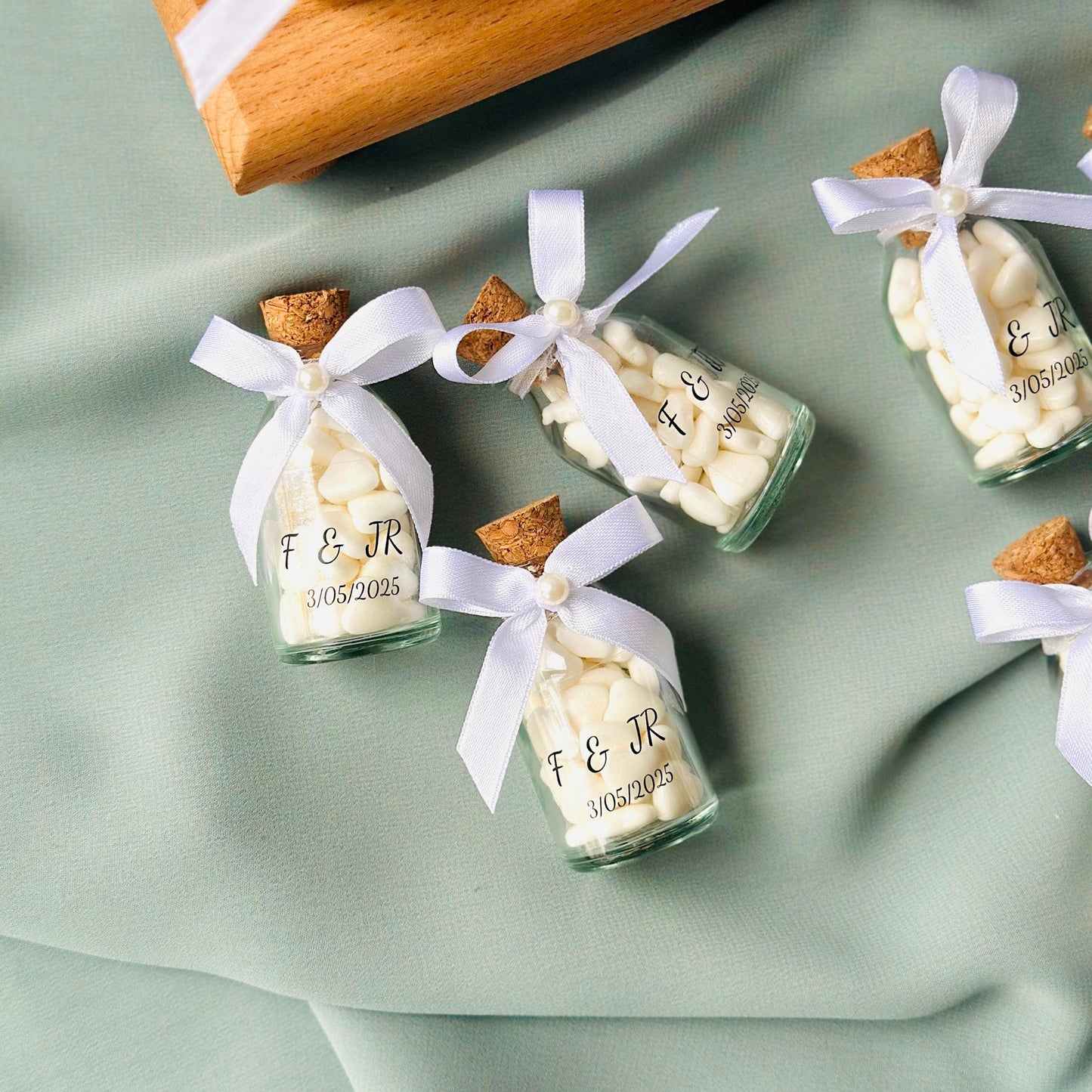 Custom Jordan Almond Candy Glass Jar Wedding Favor, Engagement Favor, Nikkah Favor, Wedding Candy Gift, Engagement Favor, Tube Dragee Gift