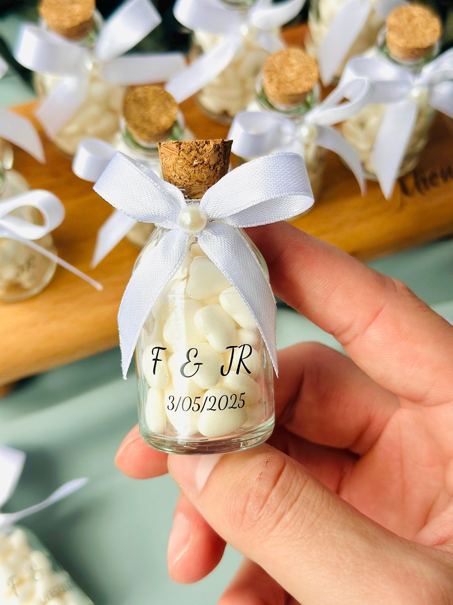 Custom Jordan Almond Candy Glass Jar Wedding Favor, Engagement Favor, Nikkah Favor, Wedding Candy Gift, Engagement Favor, Tube Dragee Gift