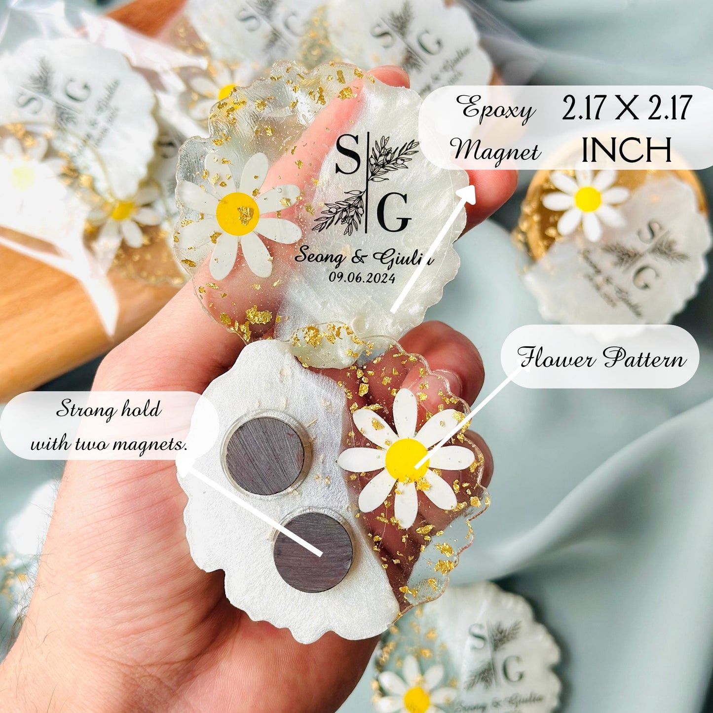 Personalized Adult Birthday Party Bronze Epoxy Magnet Favor,40th Birthday Gift, Adult Party Favors, 30th,70th, 50th,80th,90th,100th Favors