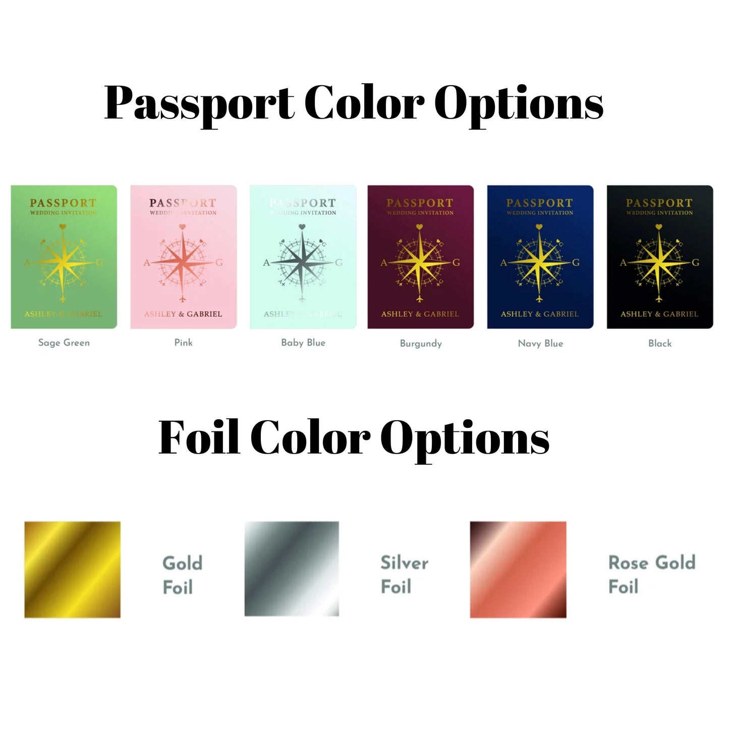 Passport Invitation with Gold Foil and White Passport Cover, Passport Invitation, Boarding Pass Invites, Passport Invite, Wedding Invitation