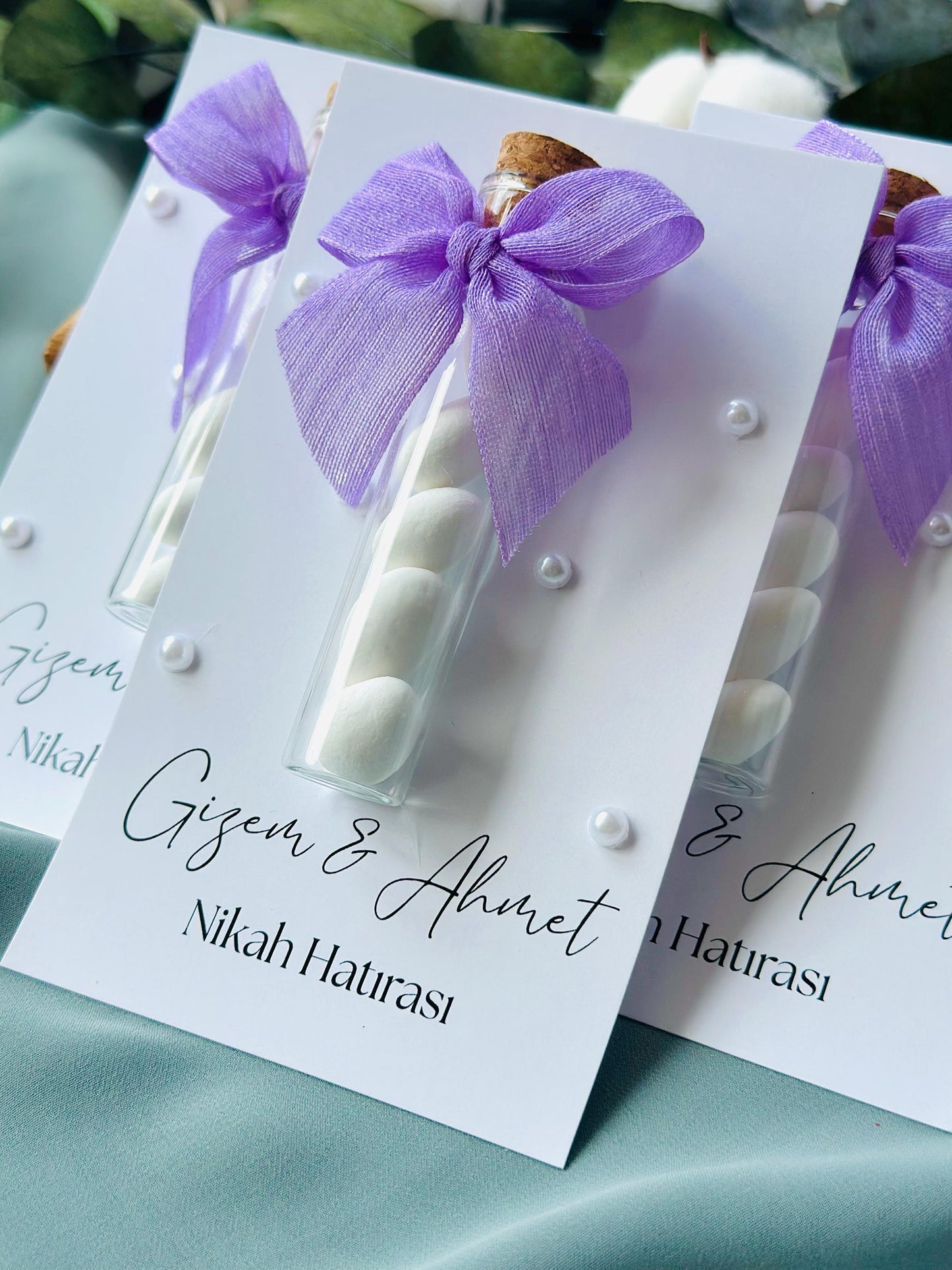 Custom Jordan Almond Candy Glass Jar Wedding Favor, Engagement Favor, Nikkah Favor, Wedding Candy Gift, Engagement Favor, Tube Dragee Gift