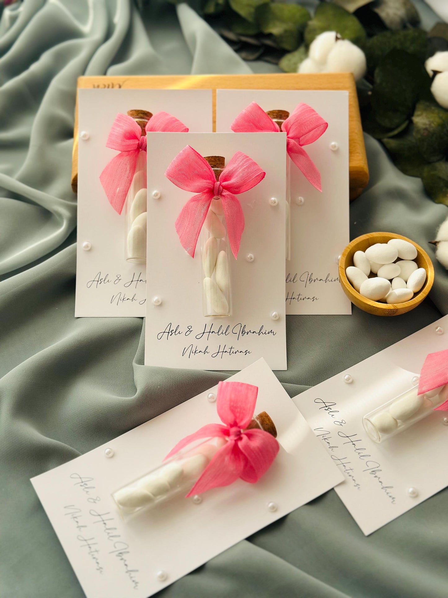 Custom Jordan Almond Candy Glass Jar Wedding Favor, Engagement Favor, Nikkah Favor, Wedding Candy Gift, Engagement Favor, Tube Dragee Gift