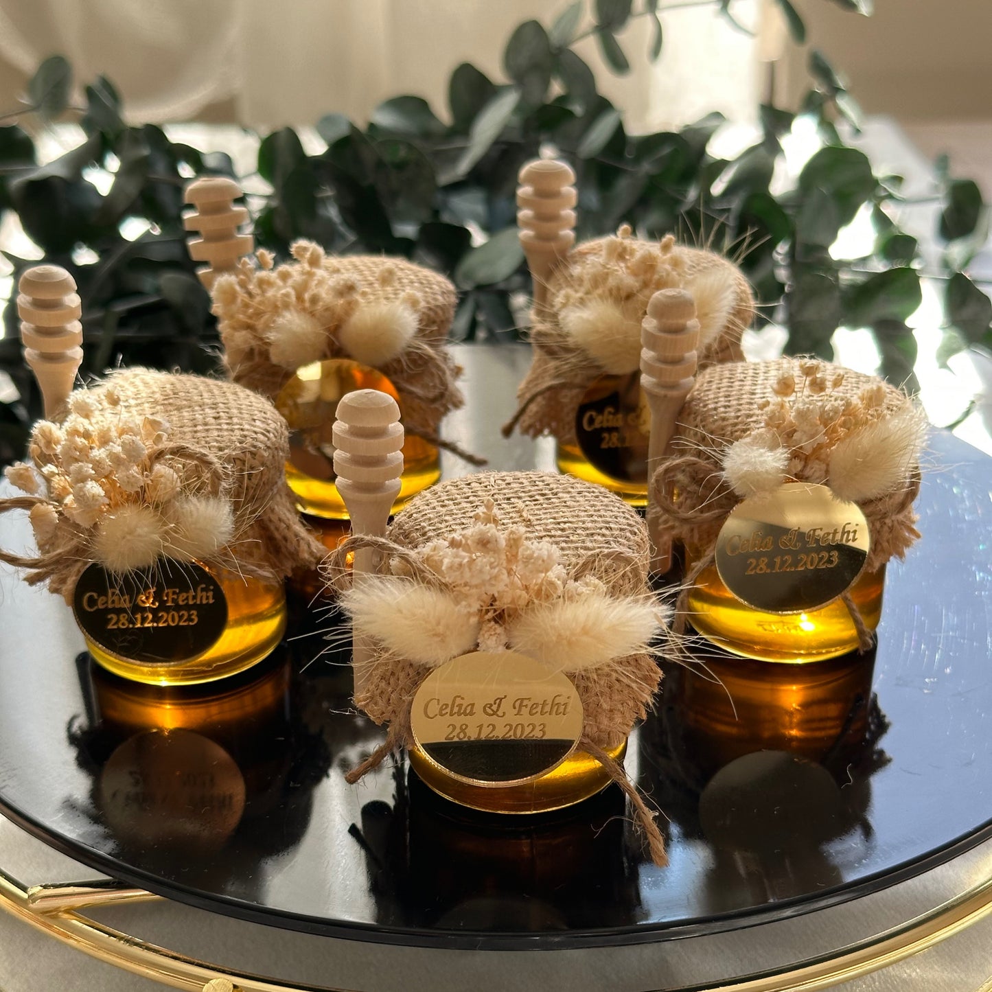 50 PCS Honey Jar Wedding Favors - Wedding Favors for Guests - Bridal Shower Favors - Baby Shower Favor - Birthday Party Favor - Fabric Jar