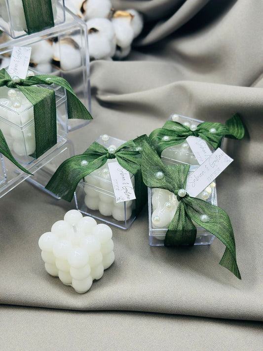 Personalized Pearl Bubble Candle - Elegant Wedding, Engagement, or Special Occasion Gift, Perfect for Any Celebration - Bulk Favors