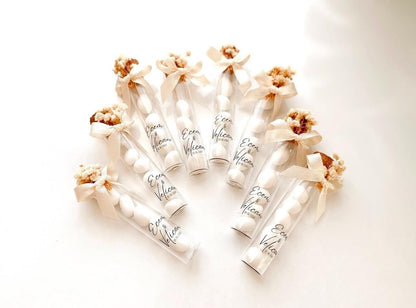 Custom Jordan Almond Candy Glass Jar Wedding Favor, Engagement Favor, Nikkah Favor, Wedding Candy Gift, Engagement Favor, Tube Dragee Gift