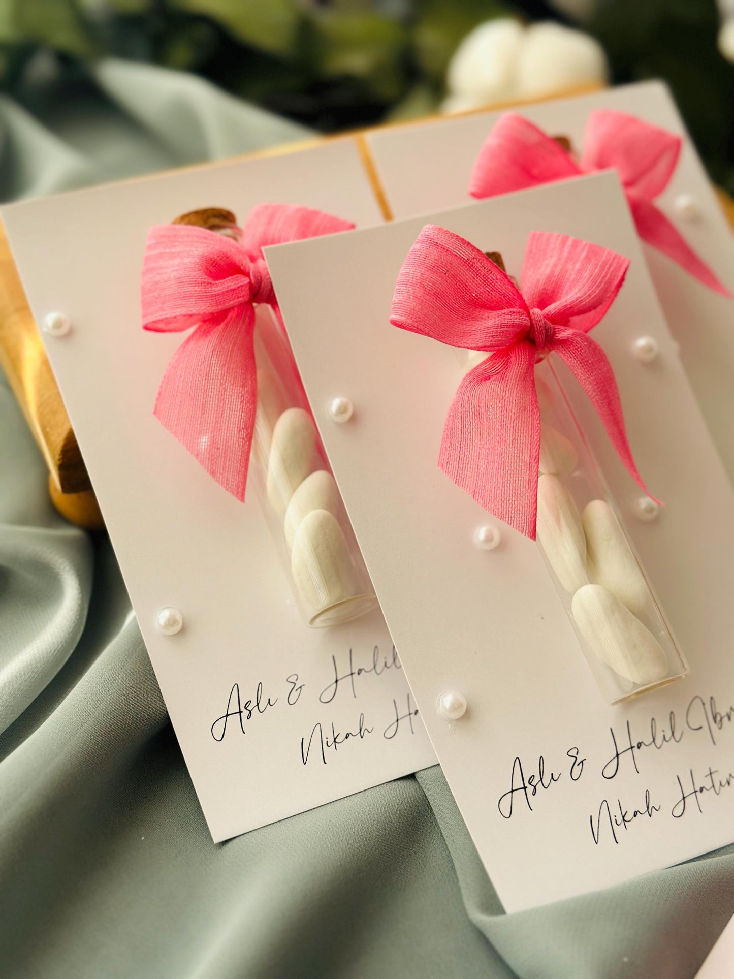 Custom Jordan Almond Candy Glass Jar Wedding Favor, Engagement Favor, Nikkah Favor, Wedding Candy Gift, Engagement Favor, Tube Dragee Gift