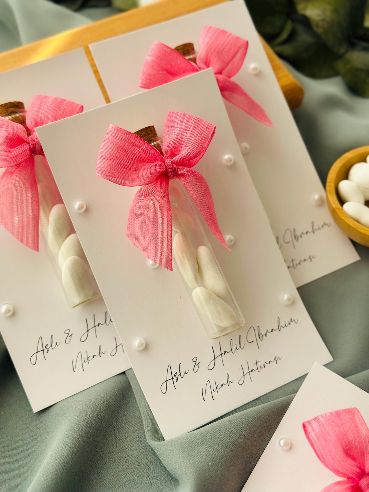Custom Jordan Almond Candy Glass Jar Wedding Favor, Engagement Favor, Nikkah Favor, Wedding Candy Gift, Engagement Favor, Tube Dragee Gift