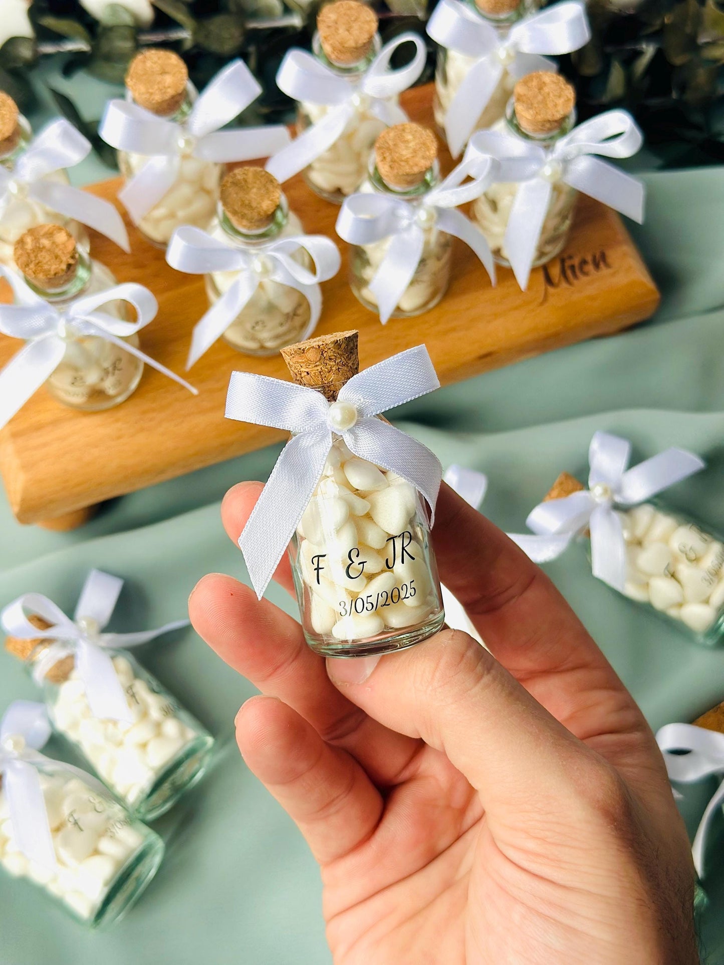 Custom Jordan Almond Candy Glass Jar Wedding Favor, Engagement Favor, Nikkah Favor, Wedding Candy Gift, Engagement Favor, Tube Dragee Gift