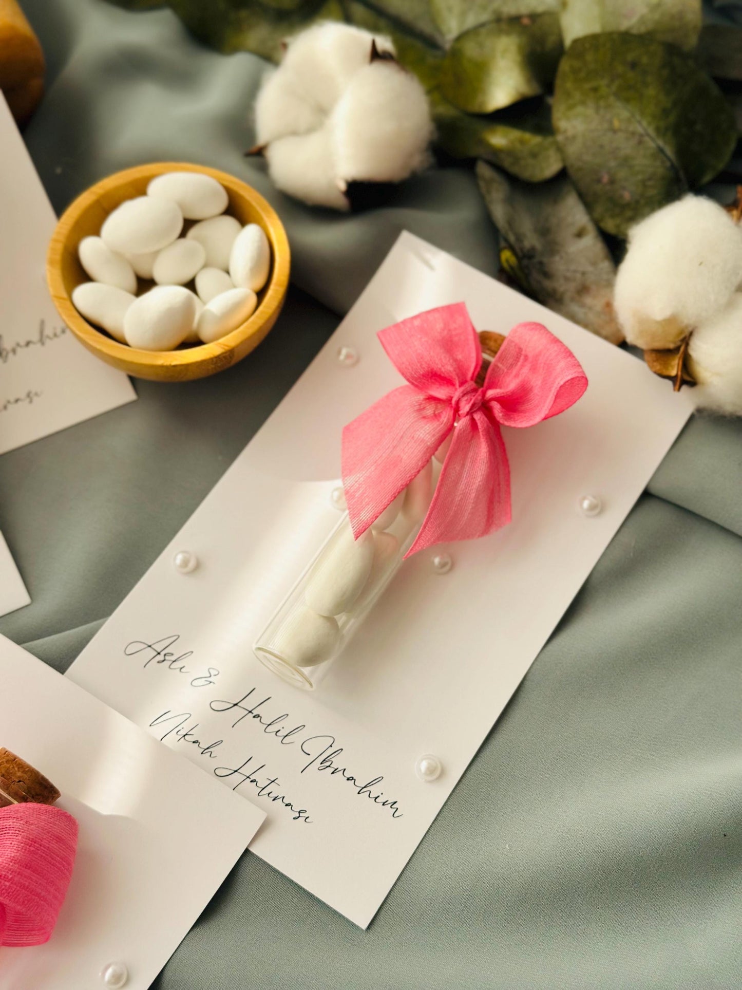 Custom Jordan Almond Candy Glass Jar Wedding Favor, Engagement Favor, Nikkah Favor, Wedding Candy Gift, Engagement Favor, Tube Dragee Gift