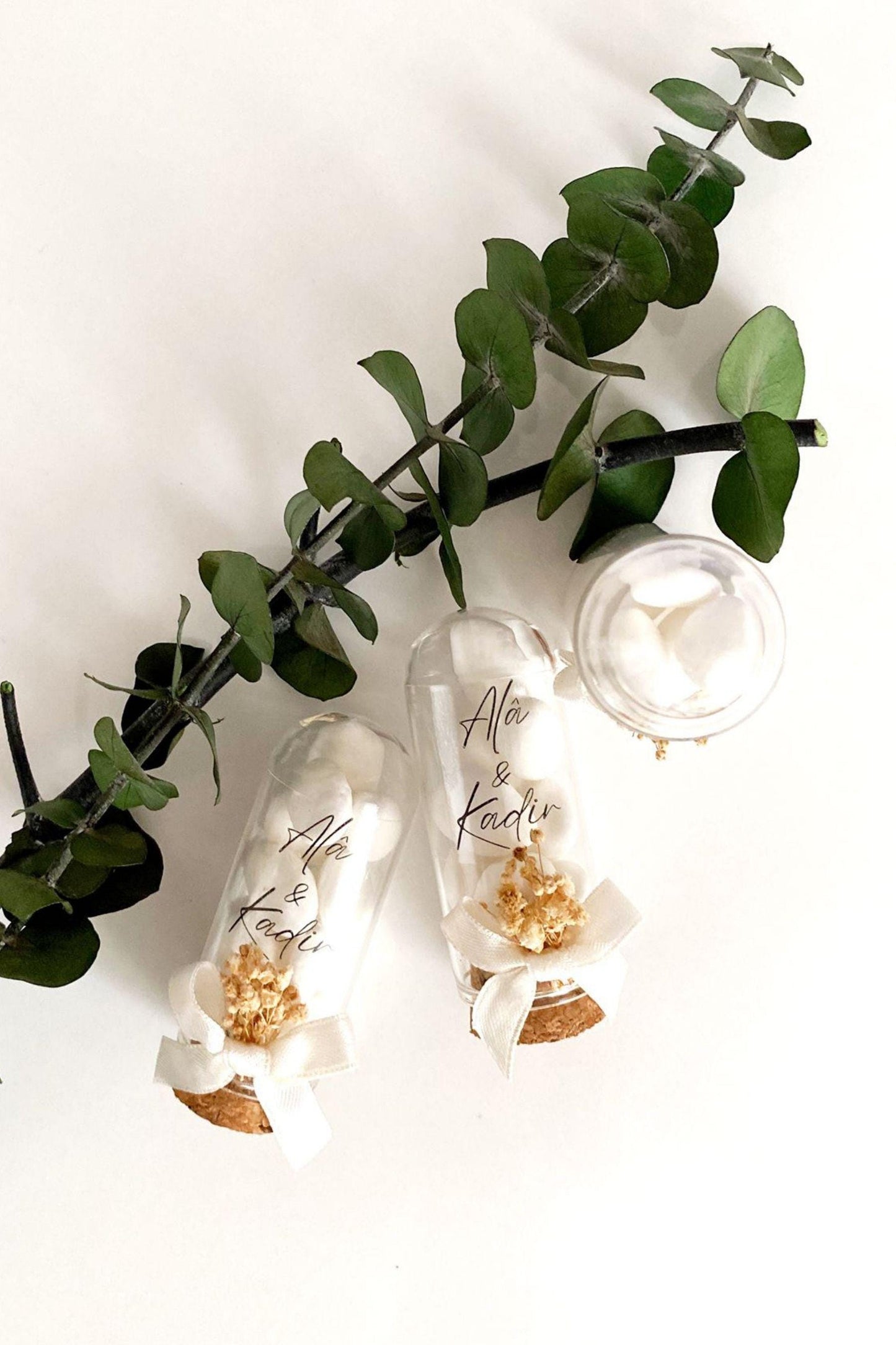 Custom Jordan Almond Candy Glass Jar Wedding Favor, Engagement Favor, Nikkah Favor, Wedding Candy Gift, Engagement Favor, Tube Dragee Gift