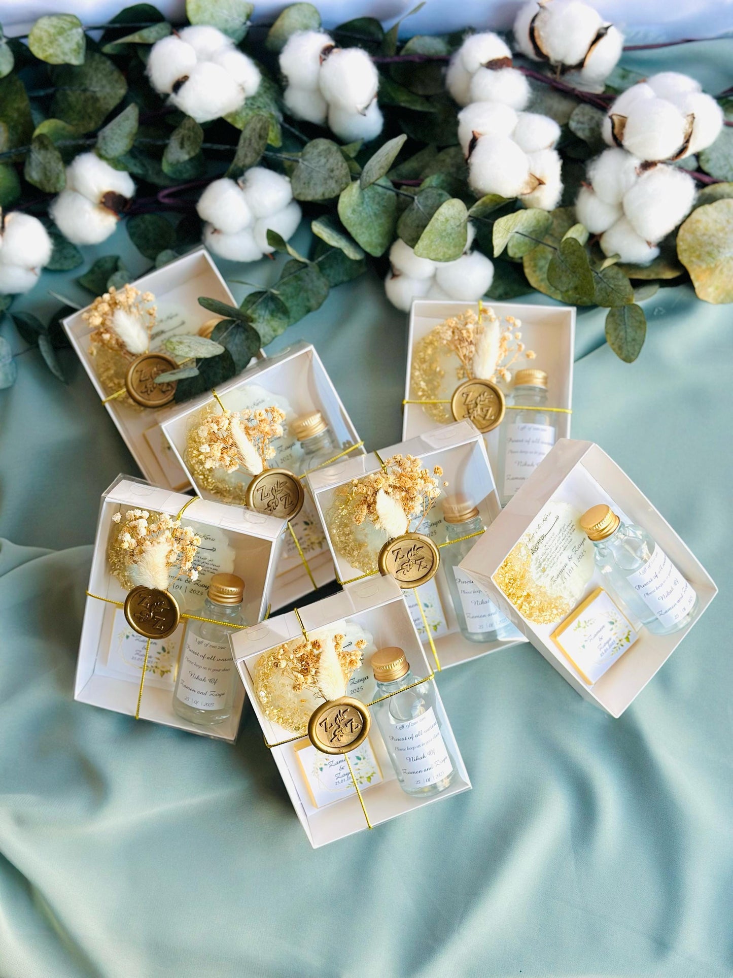 Wedding Golden Epoxy Magnet & Chocolate Set, Engagement Favors, Islamic Wedding Favors, Nikkah Favors ,Ayatul Kursi Favors, ZamZam Favors