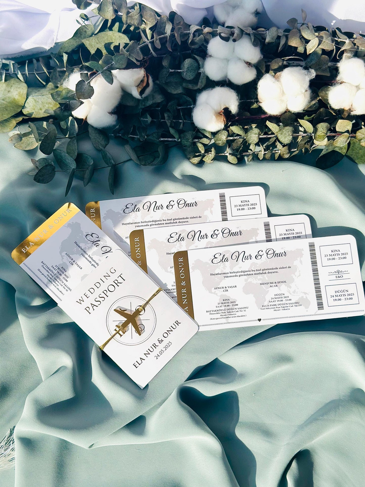 Passport Invitation with Gold Foil and White Passport Cover, Passport Invitation, Boarding Pass Invites, Passport Invite, Wedding Invitation