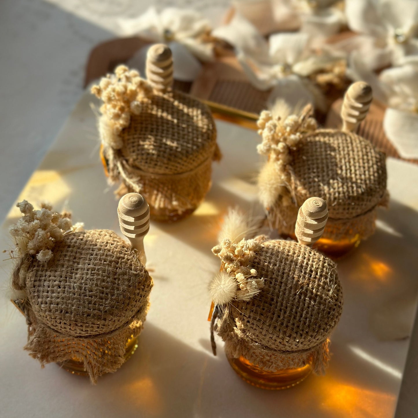 50 PCS Honey Jar Wedding Favors - Wedding Favors for Guests - Bridal Shower Favors - Baby Shower Favor - Birthday Party Favor - Fabric Jar