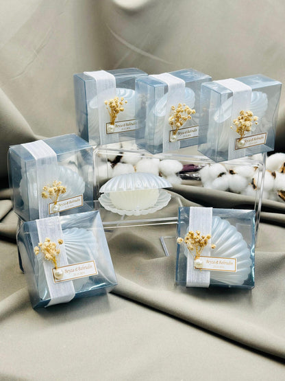 Personalized Oyster Candle, Wedding Candle Favors, Rose Candle Gift, Bridemaid Favors for Guest, Favor for Wedding, Elegant Wedding Candle