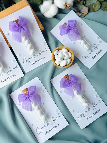 Custom Jordan Almond Candy Glass Jar Wedding Favor, Engagement Favor, Nikkah Favor, Wedding Candy Gift, Engagement Favor, Tube Dragee Gift