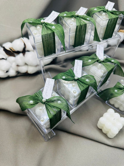 Personalized Pearl Bubble Candle - Elegant Wedding, Engagement, or Special Occasion Gift, Perfect for Any Celebration - Bulk Favors