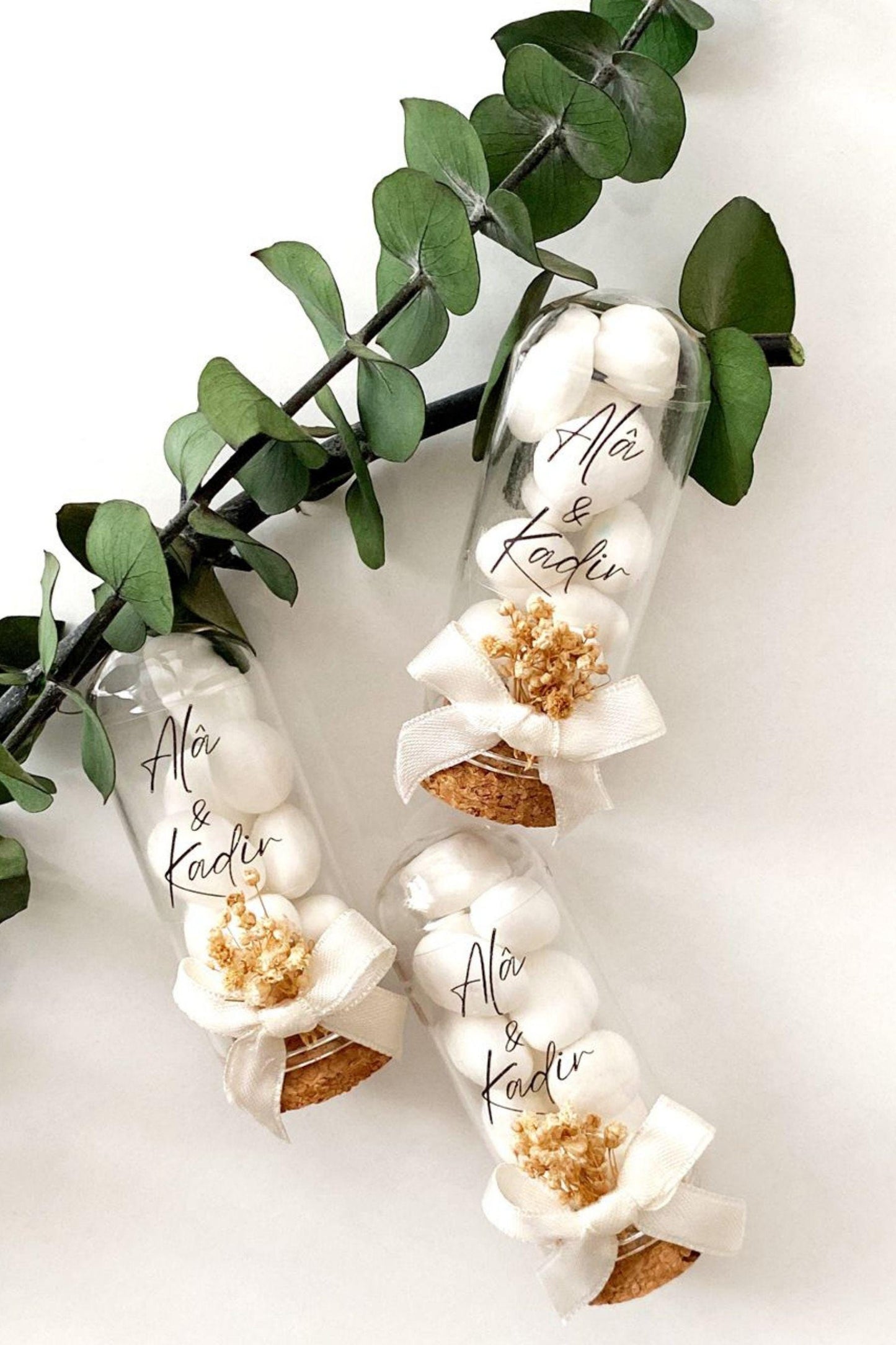 Custom Jordan Almond Candy Glass Jar Wedding Favor, Engagement Favor, Nikkah Favor, Wedding Candy Gift, Engagement Favor, Tube Dragee Gift