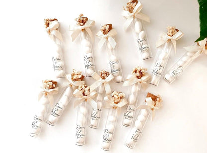Custom Jordan Almond Candy Glass Jar Wedding Favor, Engagement Favor, Nikkah Favor, Wedding Candy Gift, Engagement Favor, Tube Dragee Gift
