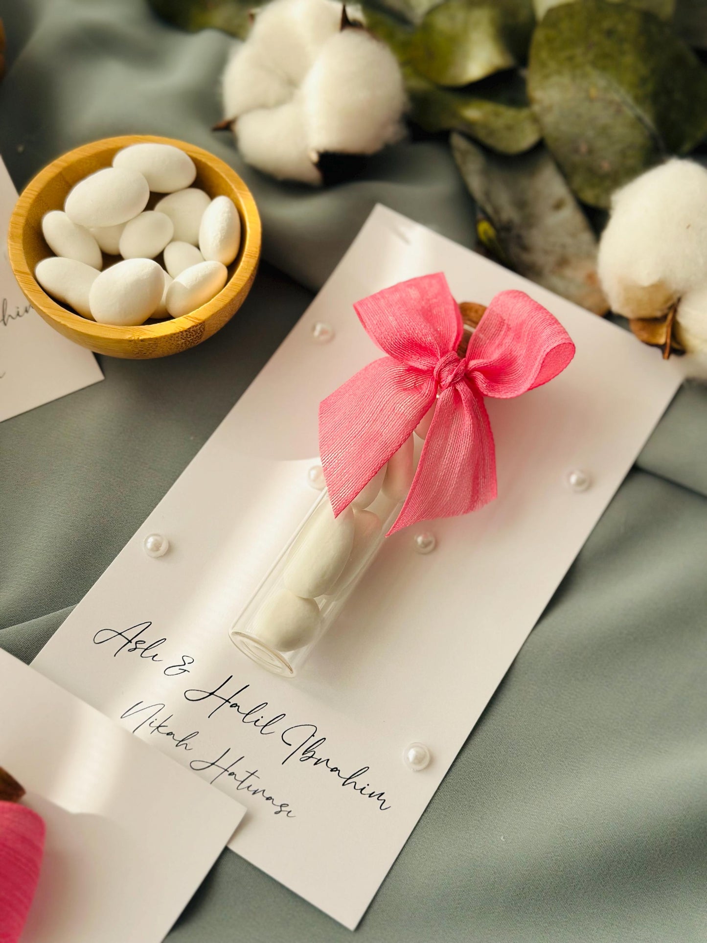 Custom Jordan Almond Candy Glass Jar Wedding Favor, Engagement Favor, Nikkah Favor, Wedding Candy Gift, Engagement Favor, Tube Dragee Gift