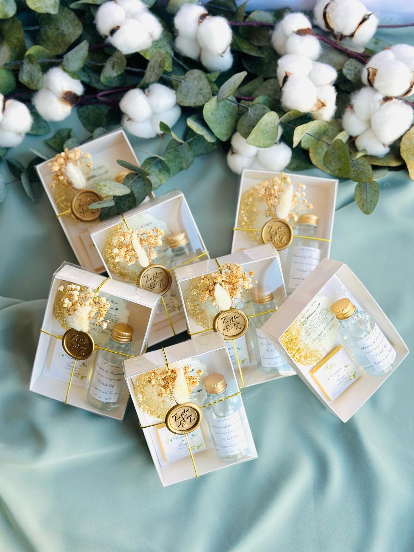 Wedding Golden Epoxy Magnet & Chocolate Set, Engagement Favors, Islamic Wedding Favors, Nikkah Favors ,Ayatul Kursi Favors, ZamZam Favors