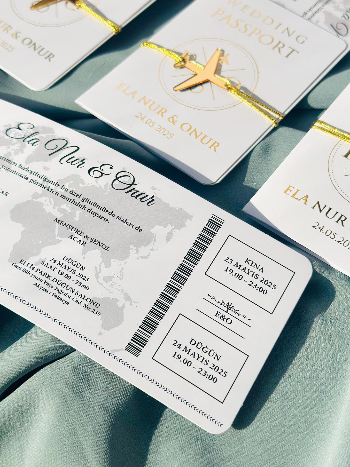 Passport Invitation with Gold Foil and White Passport Cover, Passport Invitation, Boarding Pass Invites, Passport Invite, Wedding Invitation