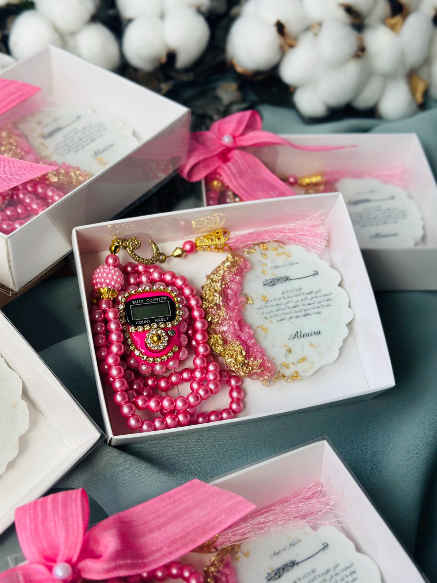 Wedding Golden Epoxy Magnet & Chocolate Set, Engagement Favors, Islamic Wedding Favors, Nikkah Favors ,Ayatul Kursi Favors, ZamZam Favors