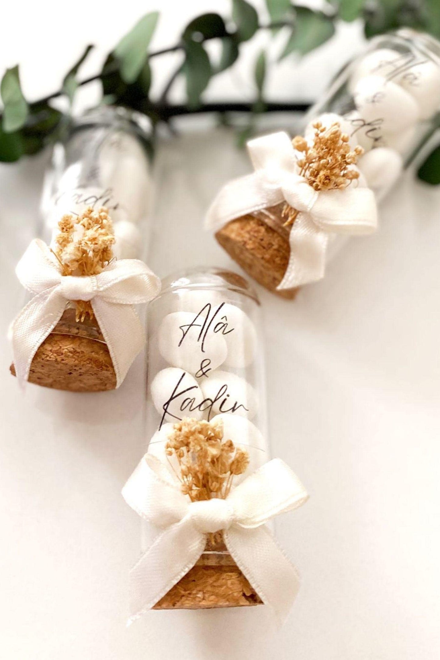 Custom Jordan Almond Candy Glass Jar Wedding Favor, Engagement Favor, Nikkah Favor, Wedding Candy Gift, Engagement Favor, Tube Dragee Gift